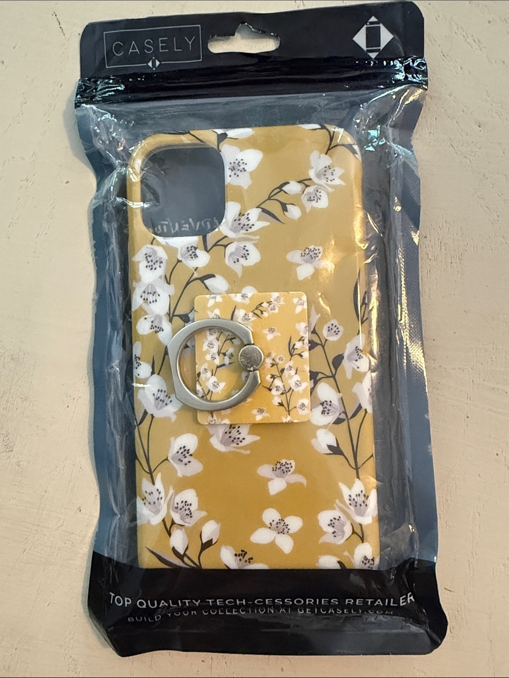 Casely iPhone 11 Yellow Cherry Blossom Floral Case New with Ring